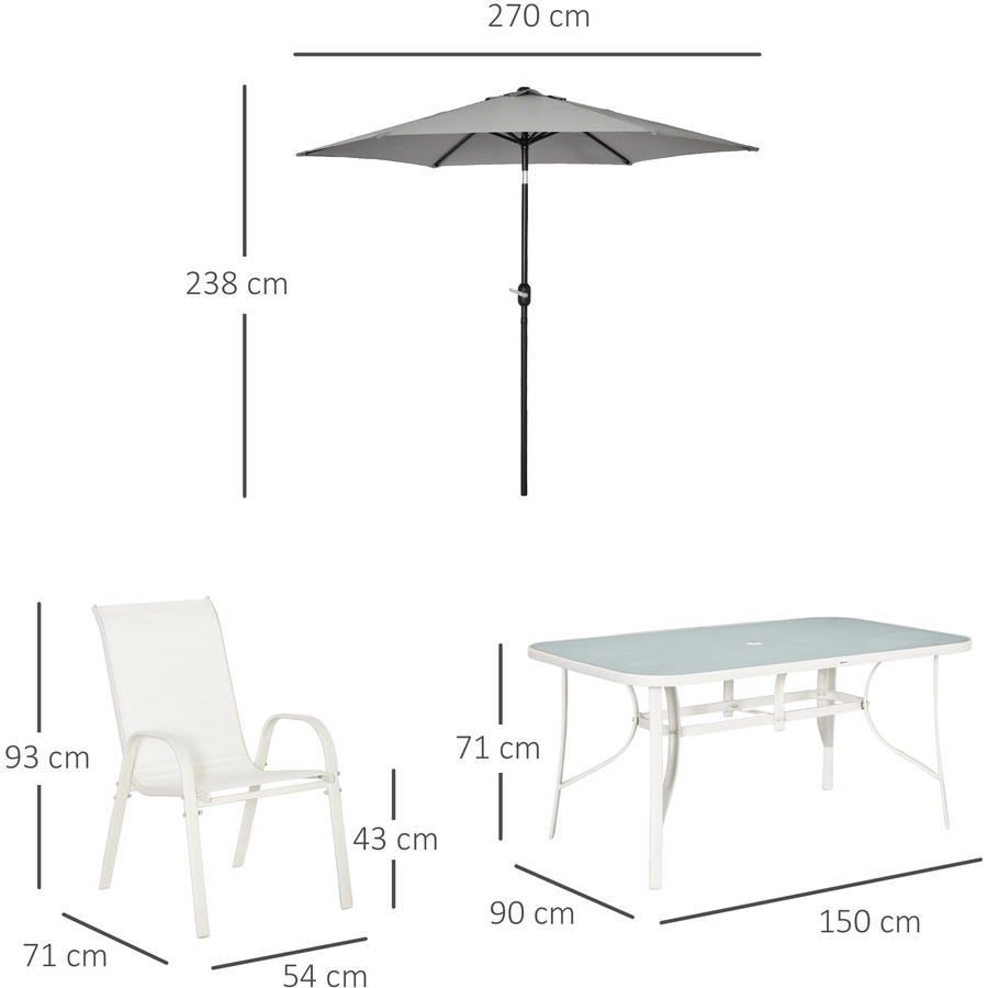 Outsunny Gartenmöbel-set mit Sonnenschirm bunt