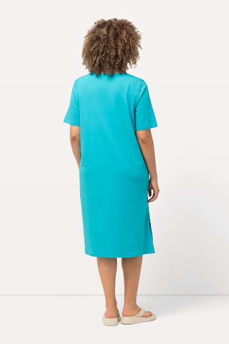 Jerseykleid, Zierbänder, A-Linie, Rundhals, Halbarm