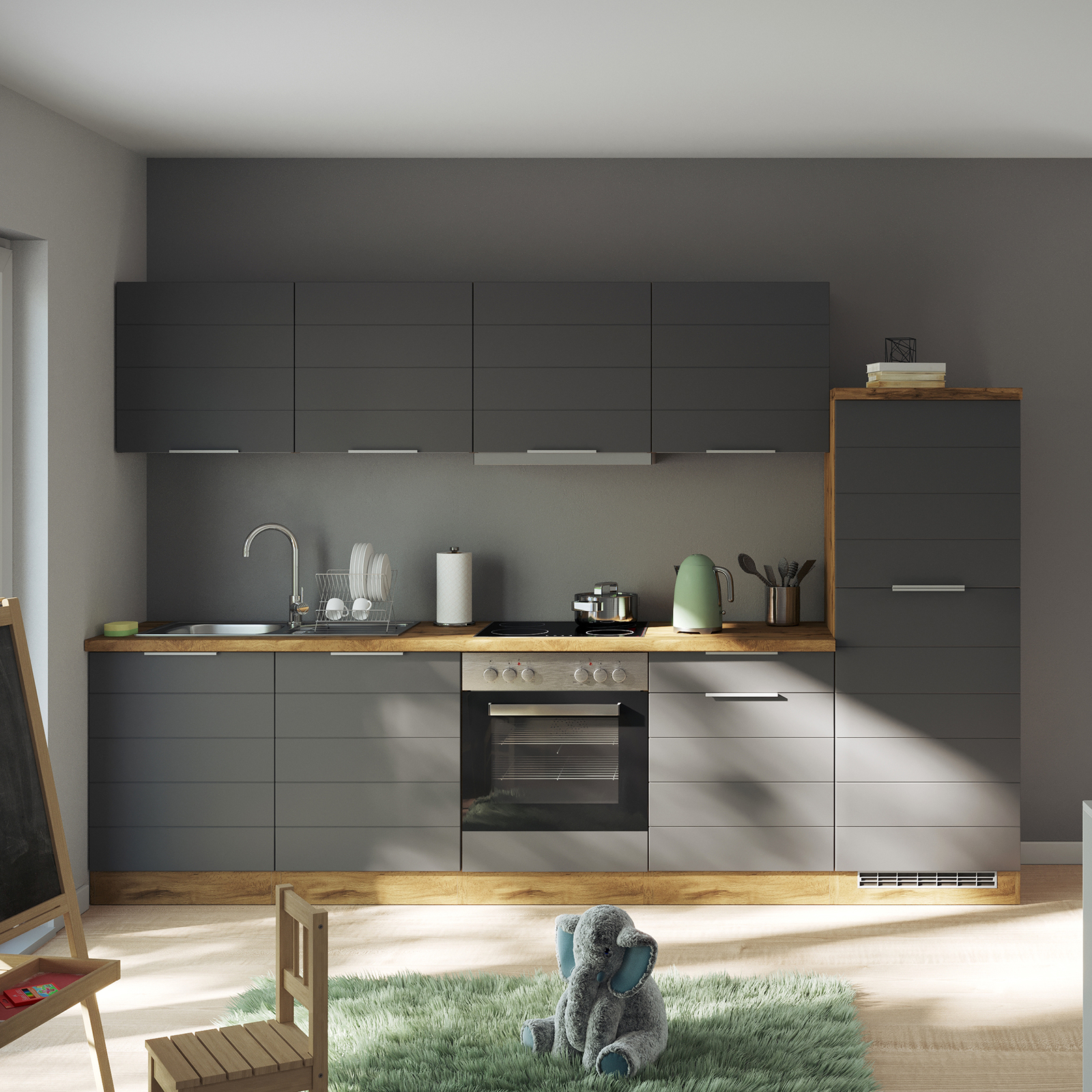 Herdumbauschrank FLORENZ - Wotaneiche-grau matt - 60 cm