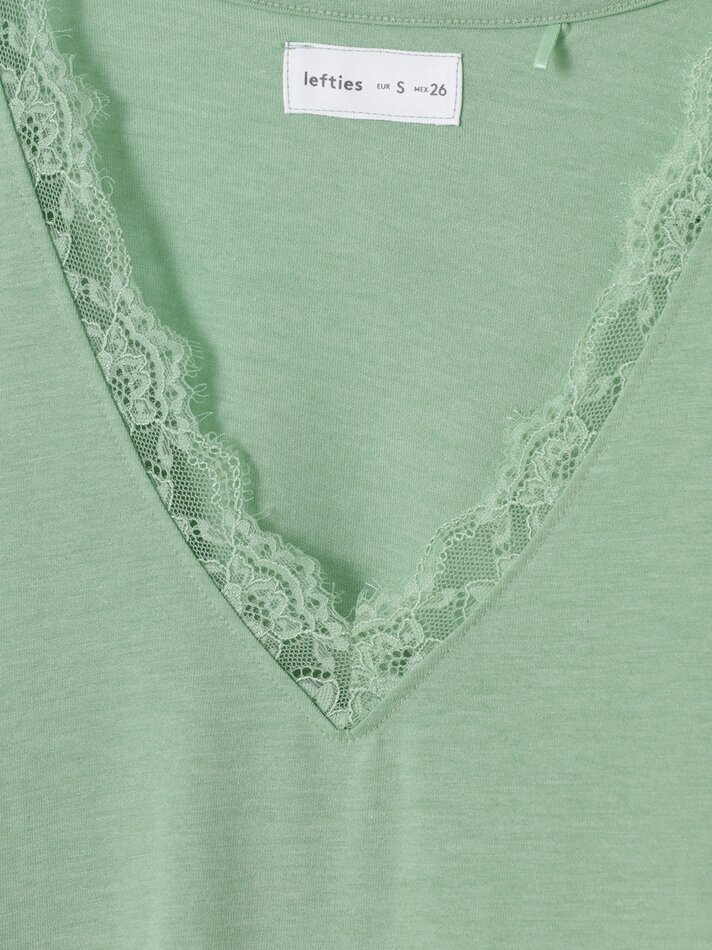 Blusa de pijama de renda - Verde Pastel