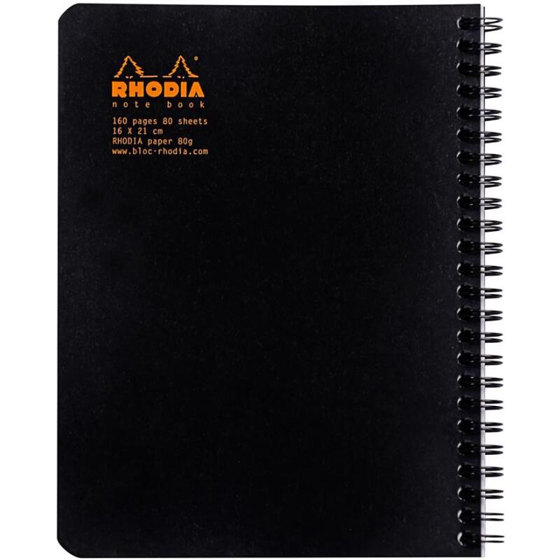 Notebook Rhodia Classic reliure intégrale 16x21 cm 160 pages dot détachables 80g - Noir