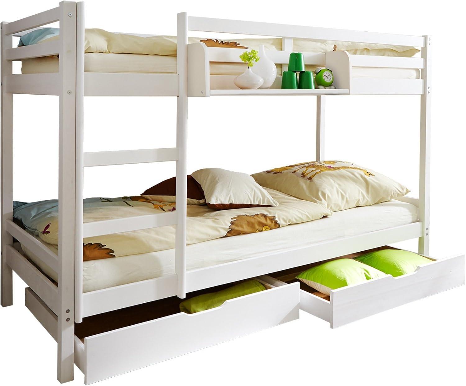Etagenbett Doppelbett Rene inkl. Schubkasten Kiefer massiv Weiss