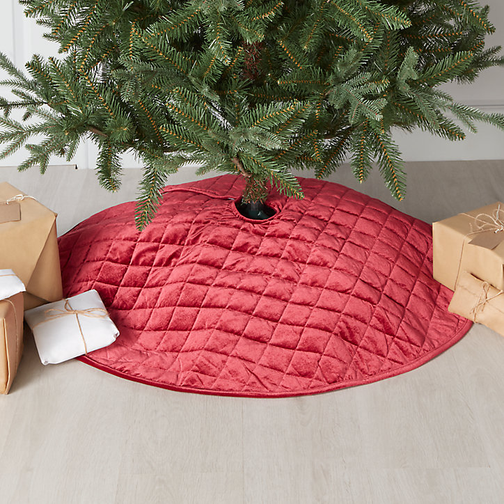 Couvre-pied pour sapin en velours rouge diamètre 99cm