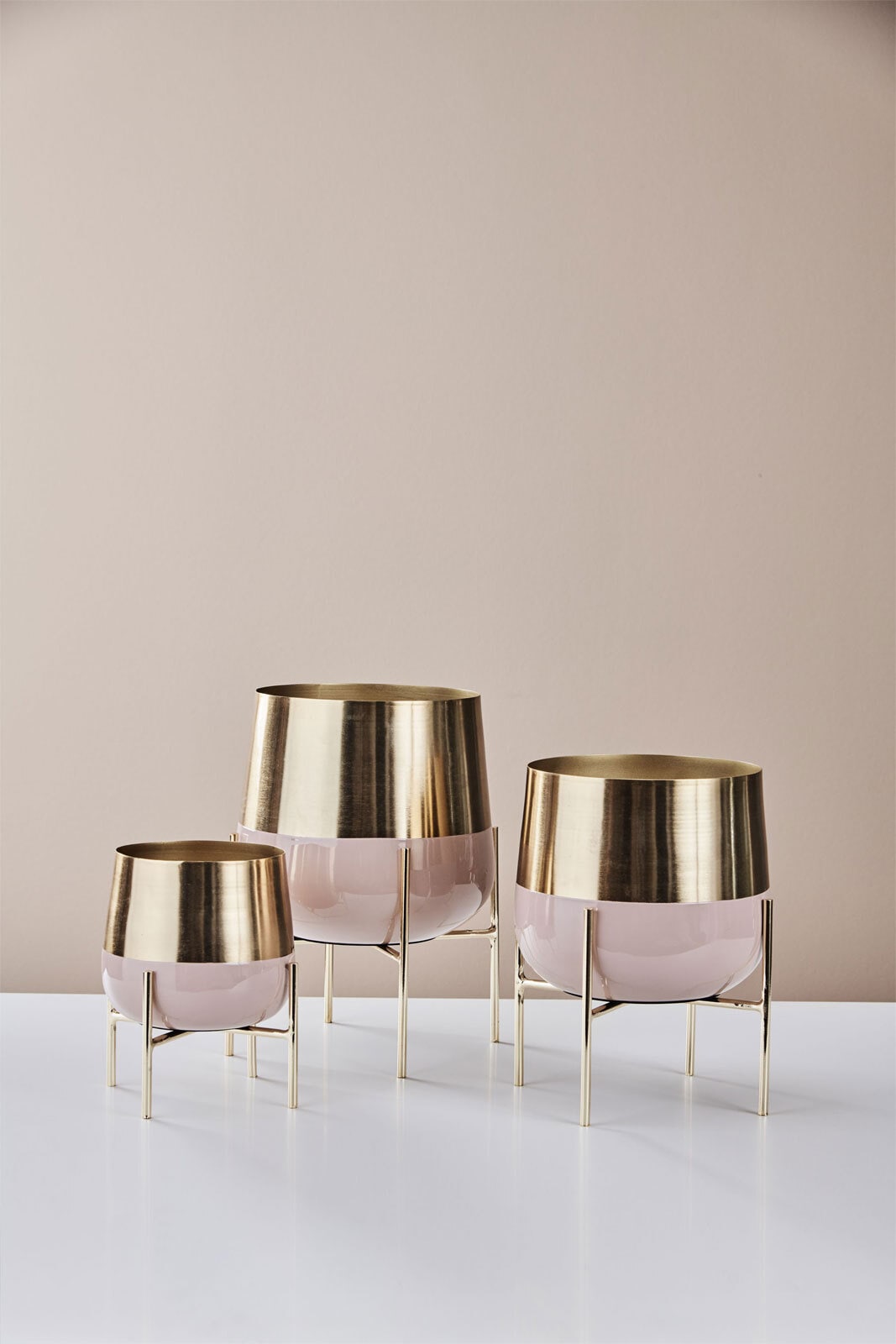 Pflanzenständer 3er-Set goldfarbig /rosé