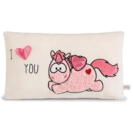 NICI Rechteckiges Kissen mit Theodor in Love Einhorn Merry Heart