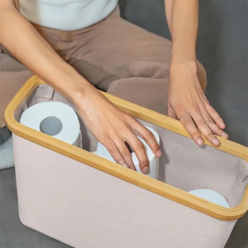 (45x36cm) Oxford WC Papier Organizer Badezimmer Aufbewahrungs Box Toiletten Papier Korb für 16 Klopapier Rollen - Weiss