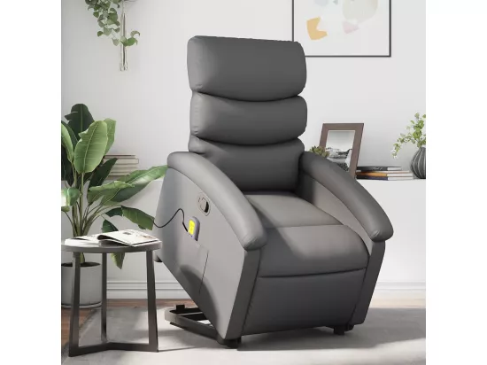 Fauteuil inclinable massant Gris Similicuir