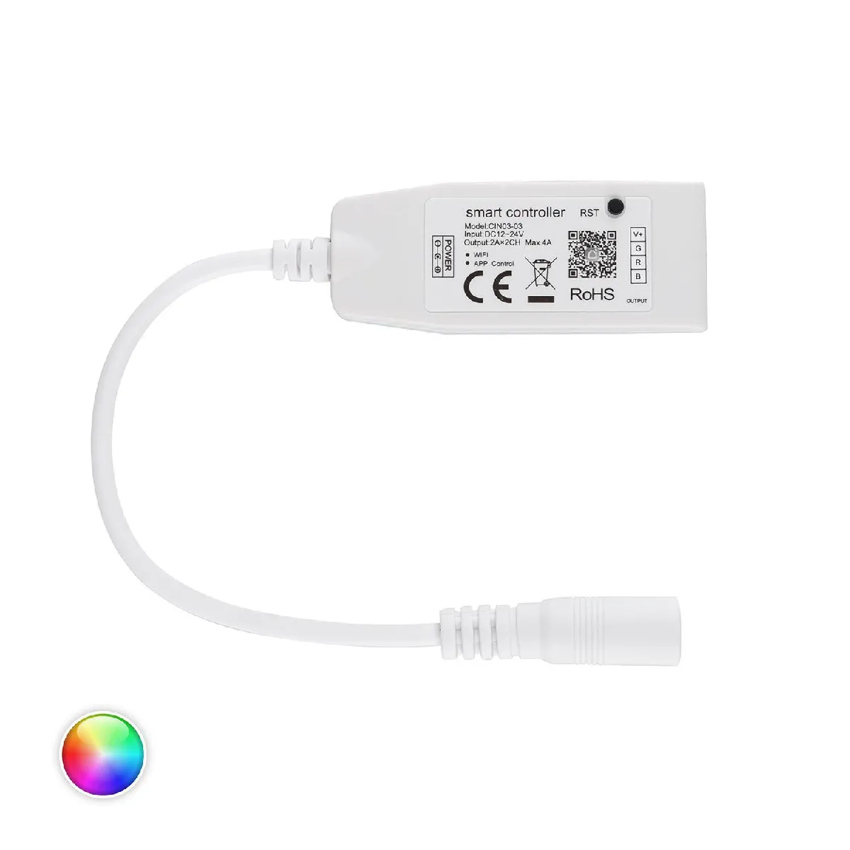 Ledkia Mini Contrôleur Ruban LED RGB WiFi Blanc