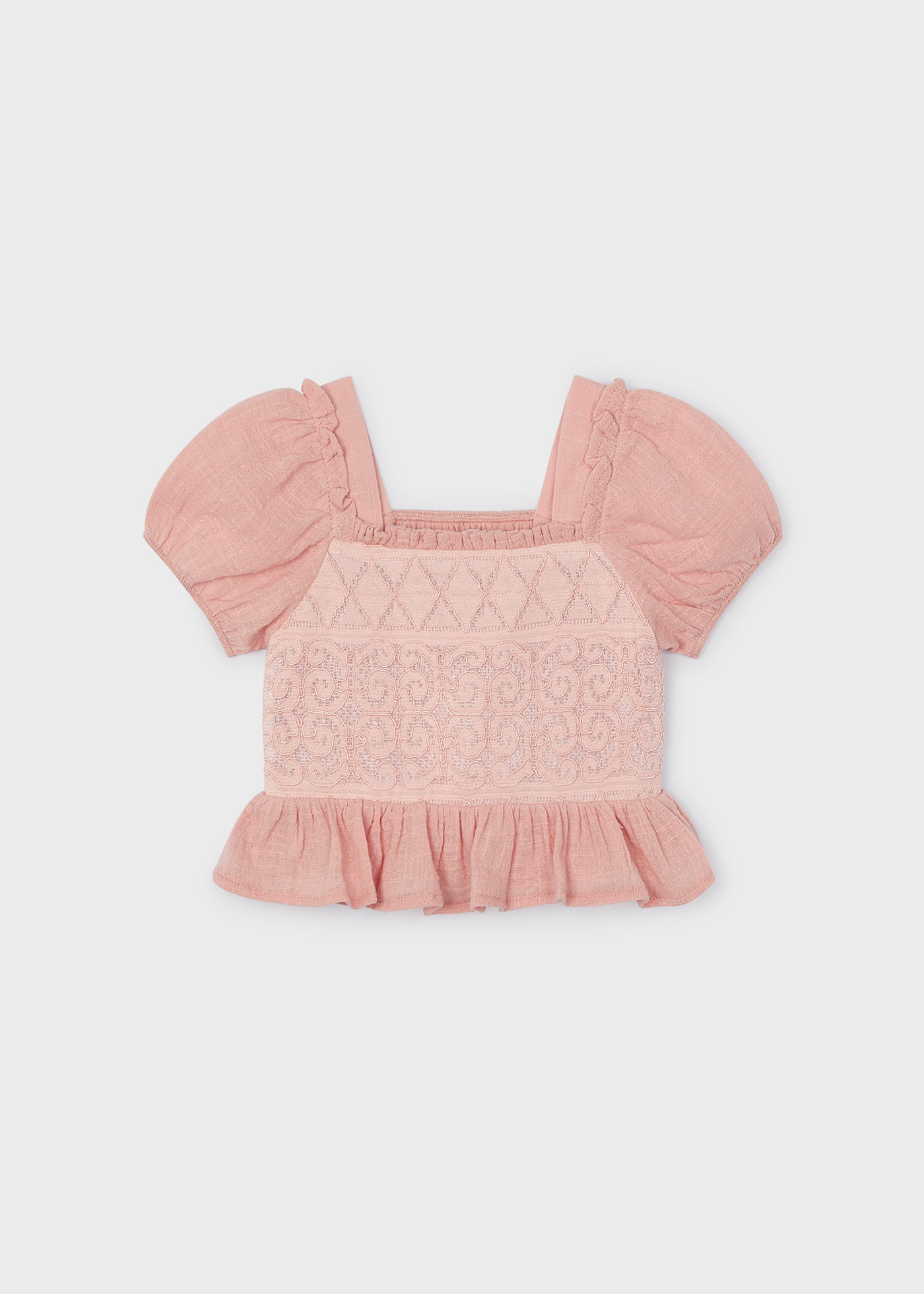 Blusa de crochê para meninas, cor off-white