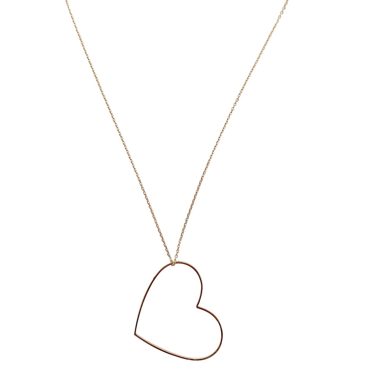Collier Charly grand coeur doré 60 cm