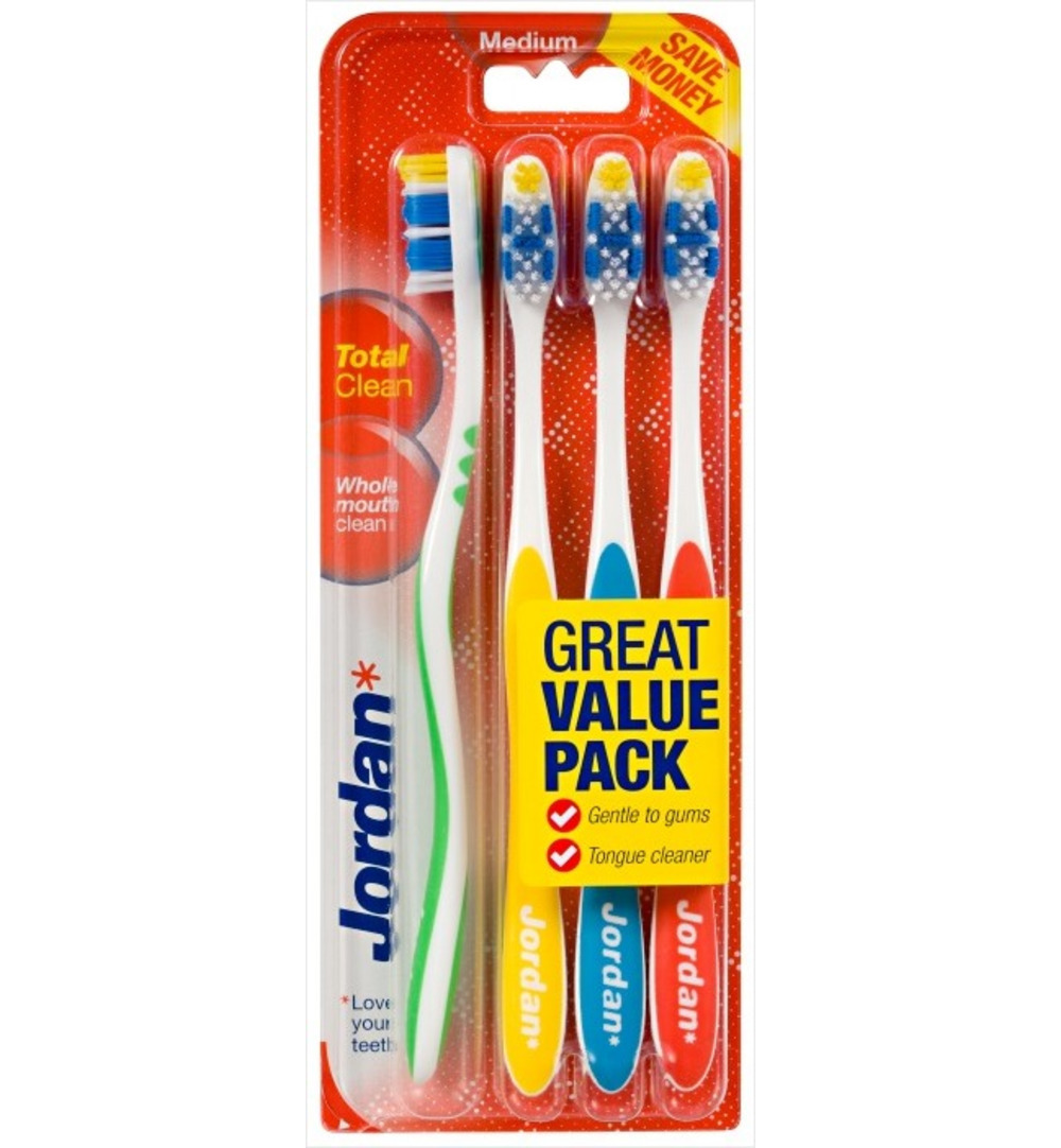 Jordan Tandenborstel TotalClean Medium 4-pack (4 stuks)