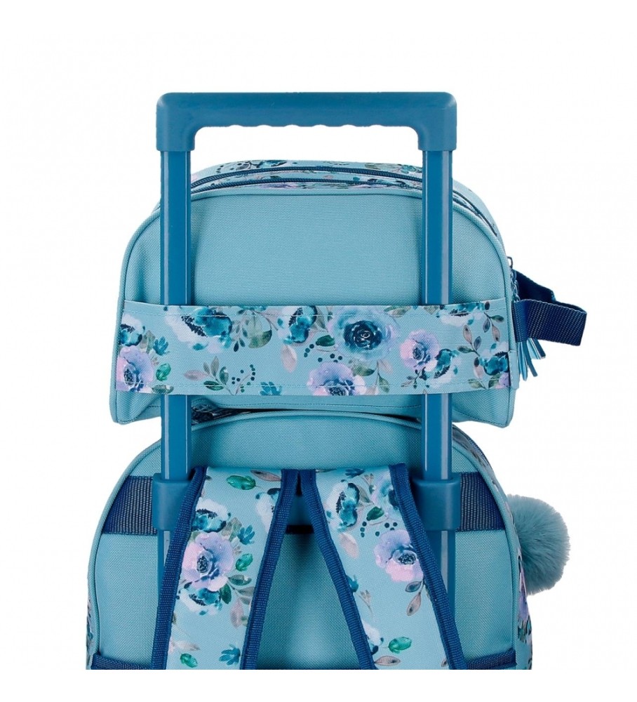 Nécessaire dupla Movom com estampa de flores silvestres azuis - 24x14x10cm -