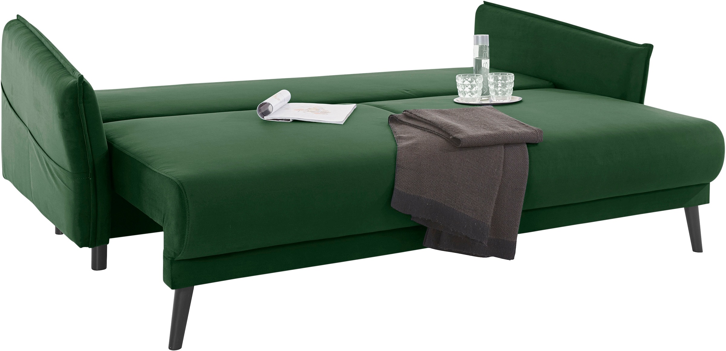 INOSIGN Schlafsofa »Asra« incl. Bettfunktion und Bettkasten, Seitentasche im Armteil, Federkern