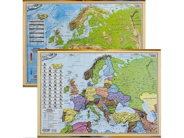 EkoGraf Desk pad - Pol-fysisk kart over Europa