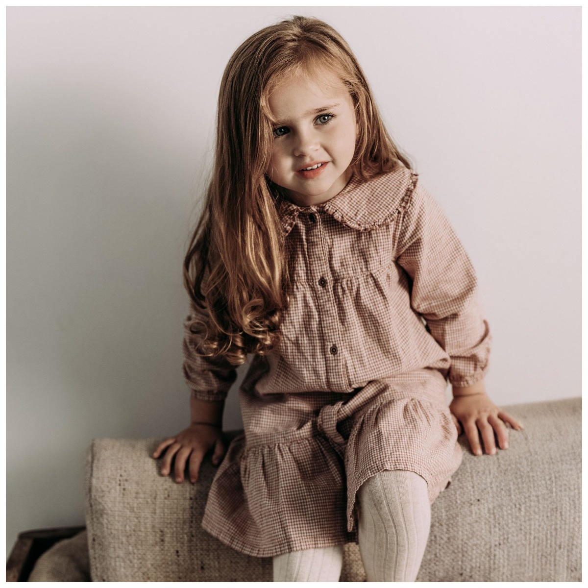 Sweet Petit peuter jurk Suze lange mouwen ruit rood