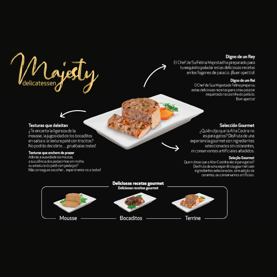 Terrina Majesty Adulta de Frango e Vegetais em Lata para Gatos