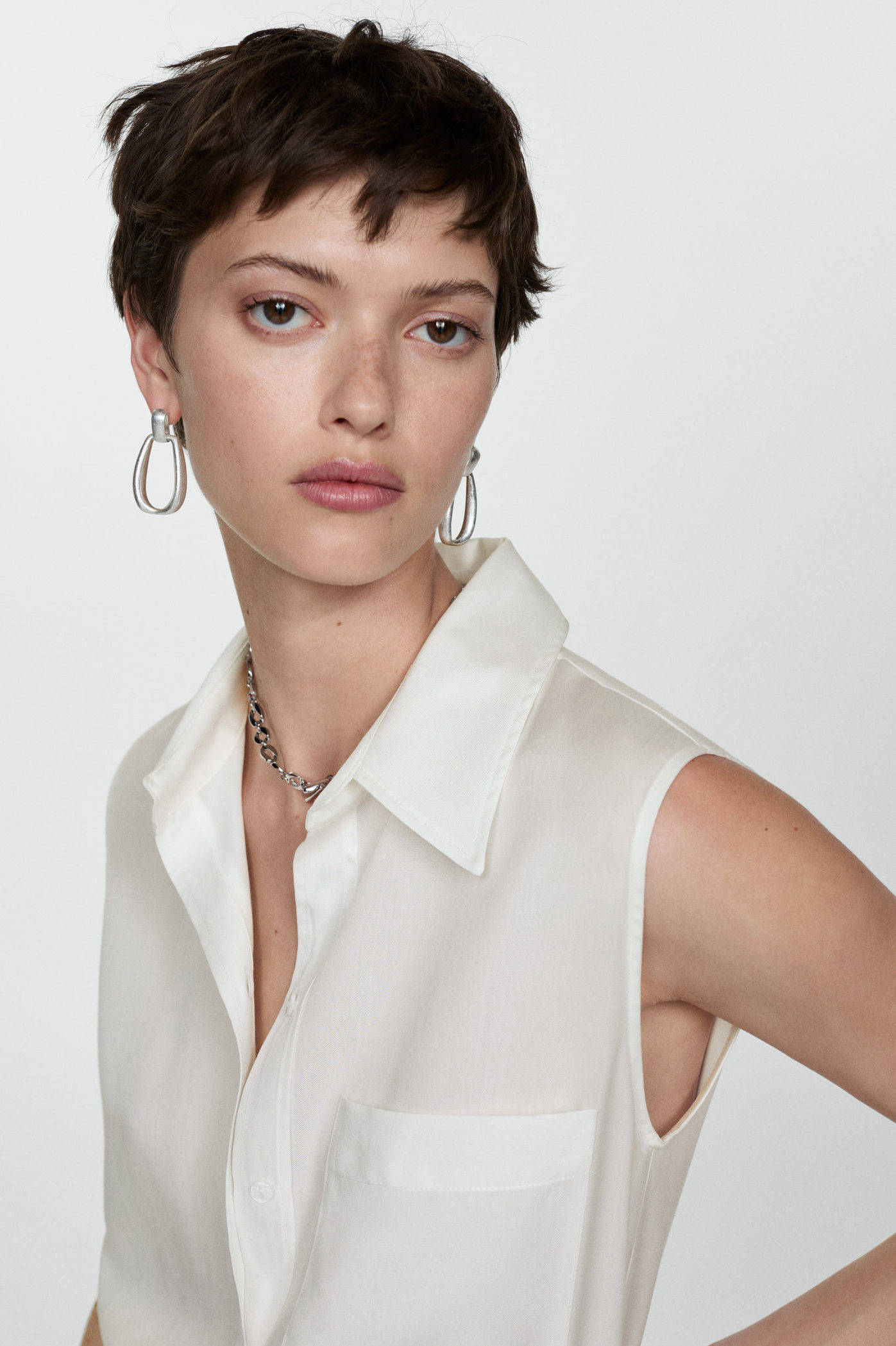 Mango semi-transparante blouse wit