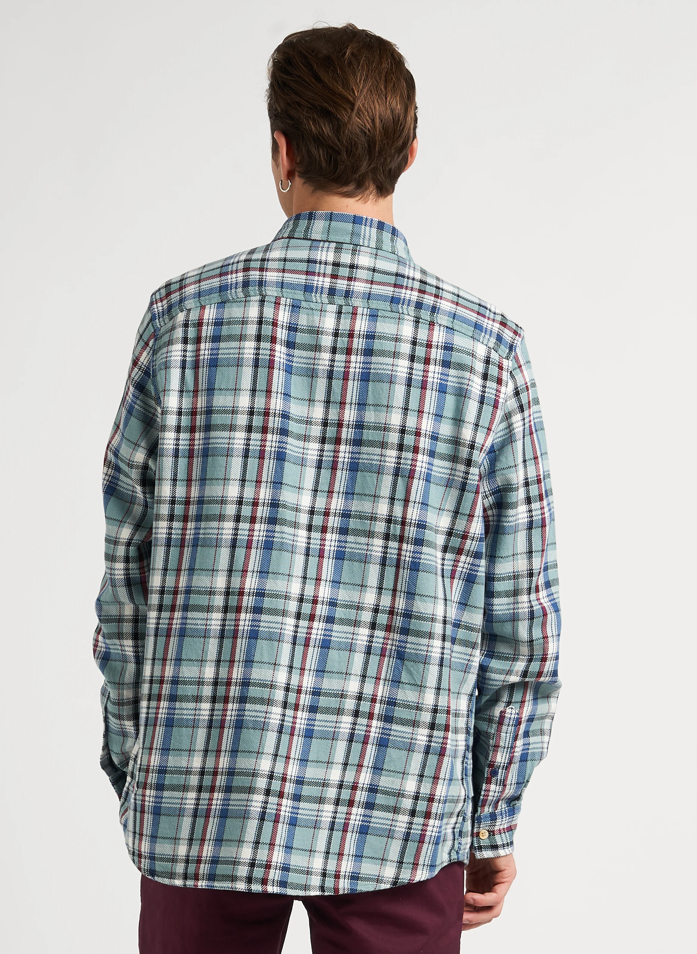 Chemise droite col classique en coton | Bleu
