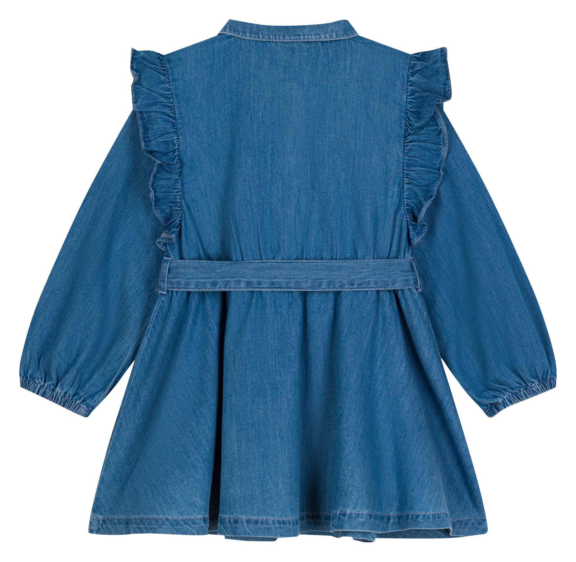 Robe courte col classique en coton | Bleu