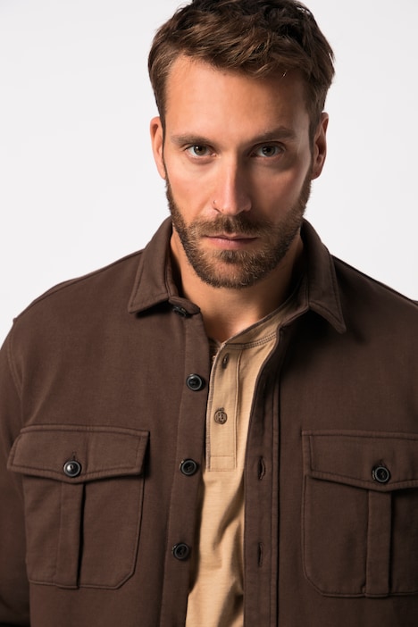 Hemd, Overshirt, Sweat, Vintage-Look, Langarm, Kentkragen, bis 8 XL