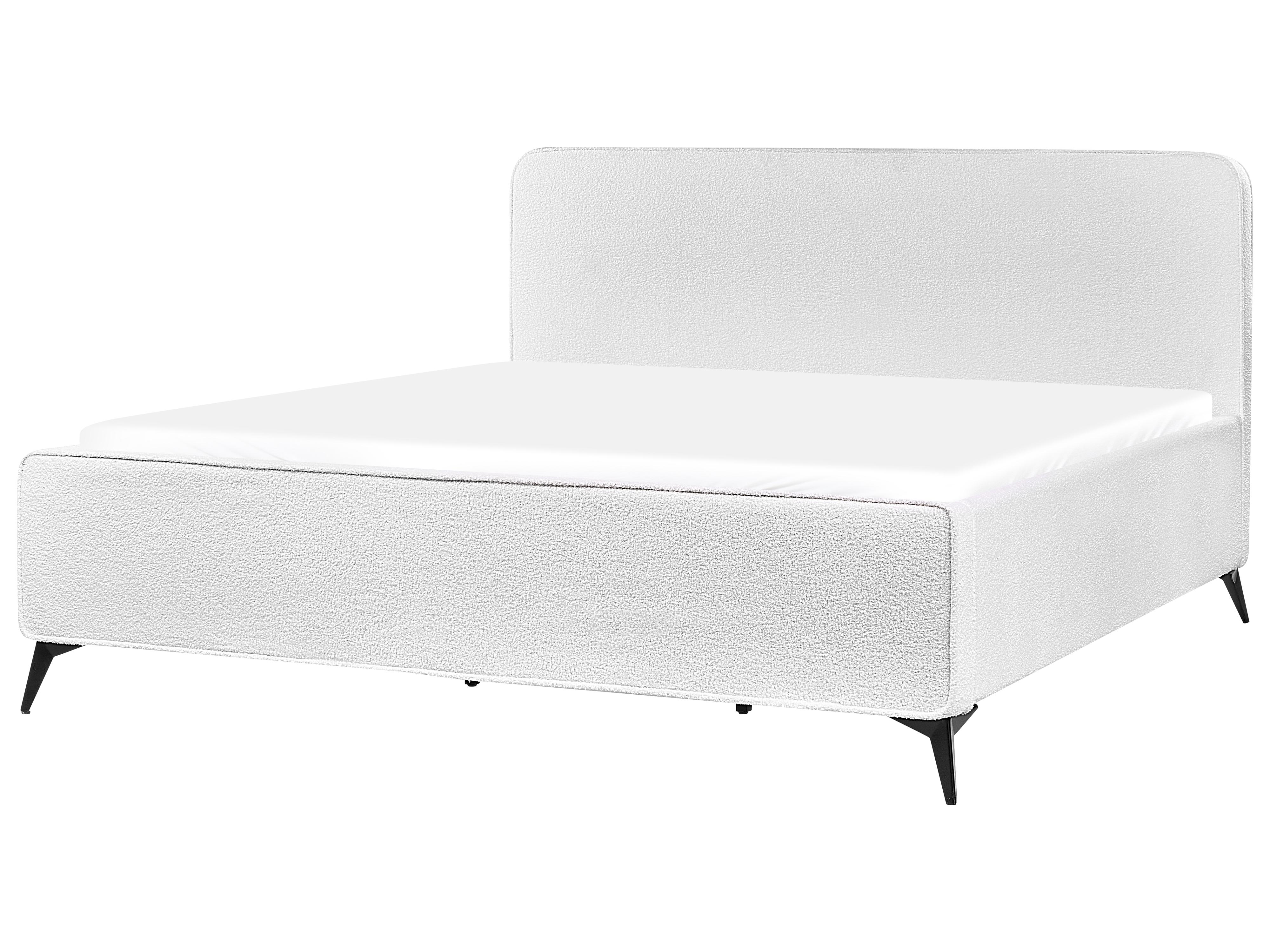 Bed Bouclé VALOGNES 180 x 200 cm Gebroken wit