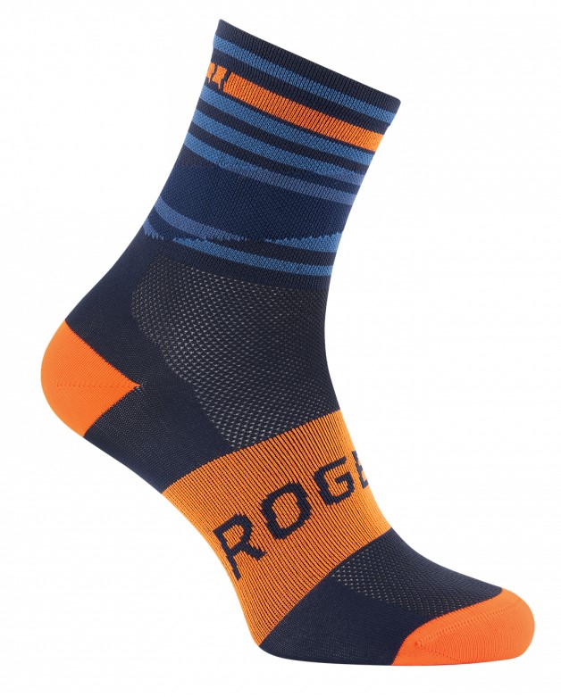 Rogelli Stripe Cykelstrømper - Blå/Orange