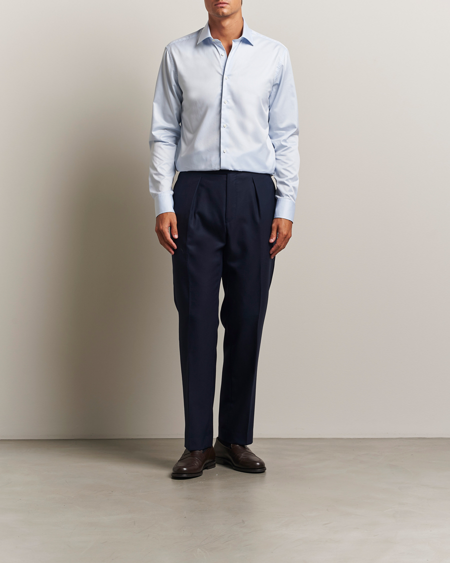 Stenströms Regular Fit Cotton Twill Shirt Blue