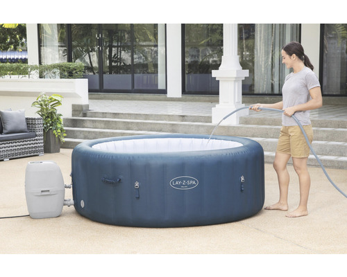 Bestway® LAY-Z-SPA® WiFi Milan AirJet Plus™ opblaasbare hottub met 140 luchtjets, geïntegreerd verwarmingssysteem, multifunctionele pomp en app-bediening, blauw