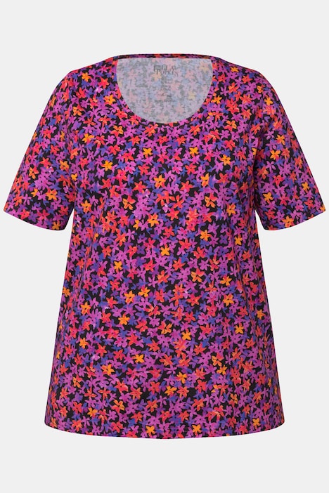 Shirt, gemustert, Rundhals, Halbarm
