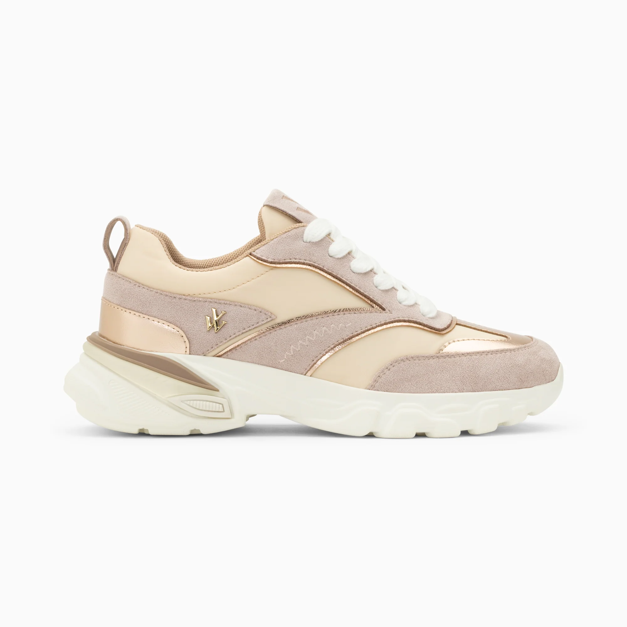 Sneakers-Baskets Alexane lilas et rose gold à semelle épaisse