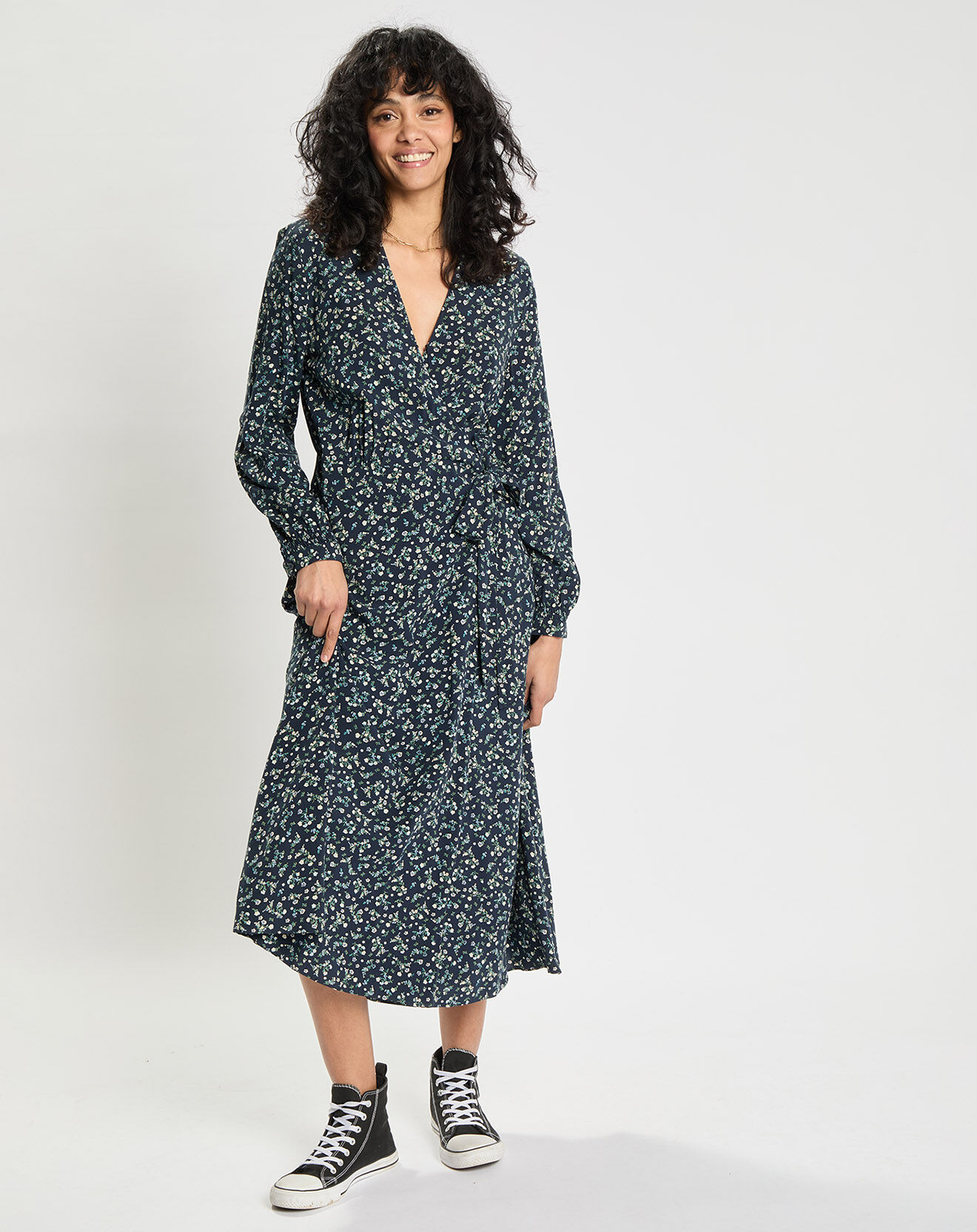 Tommy Hilfiger Robe Wrap à fleurs bleu marine