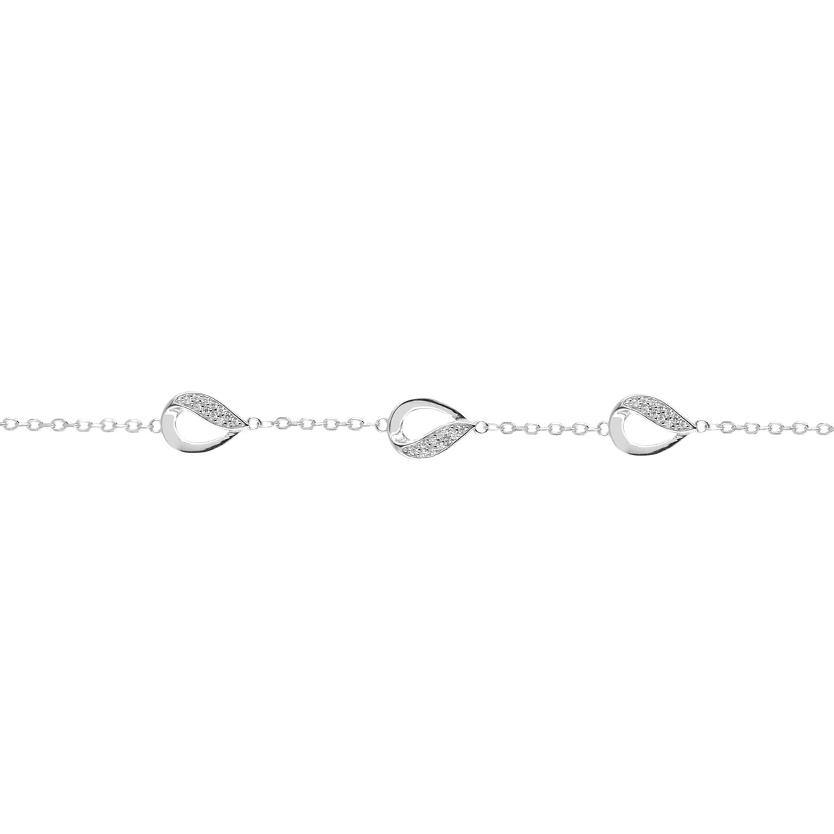 Bracelet gouttes en argent 925 rhodié et oxyde de zirconium