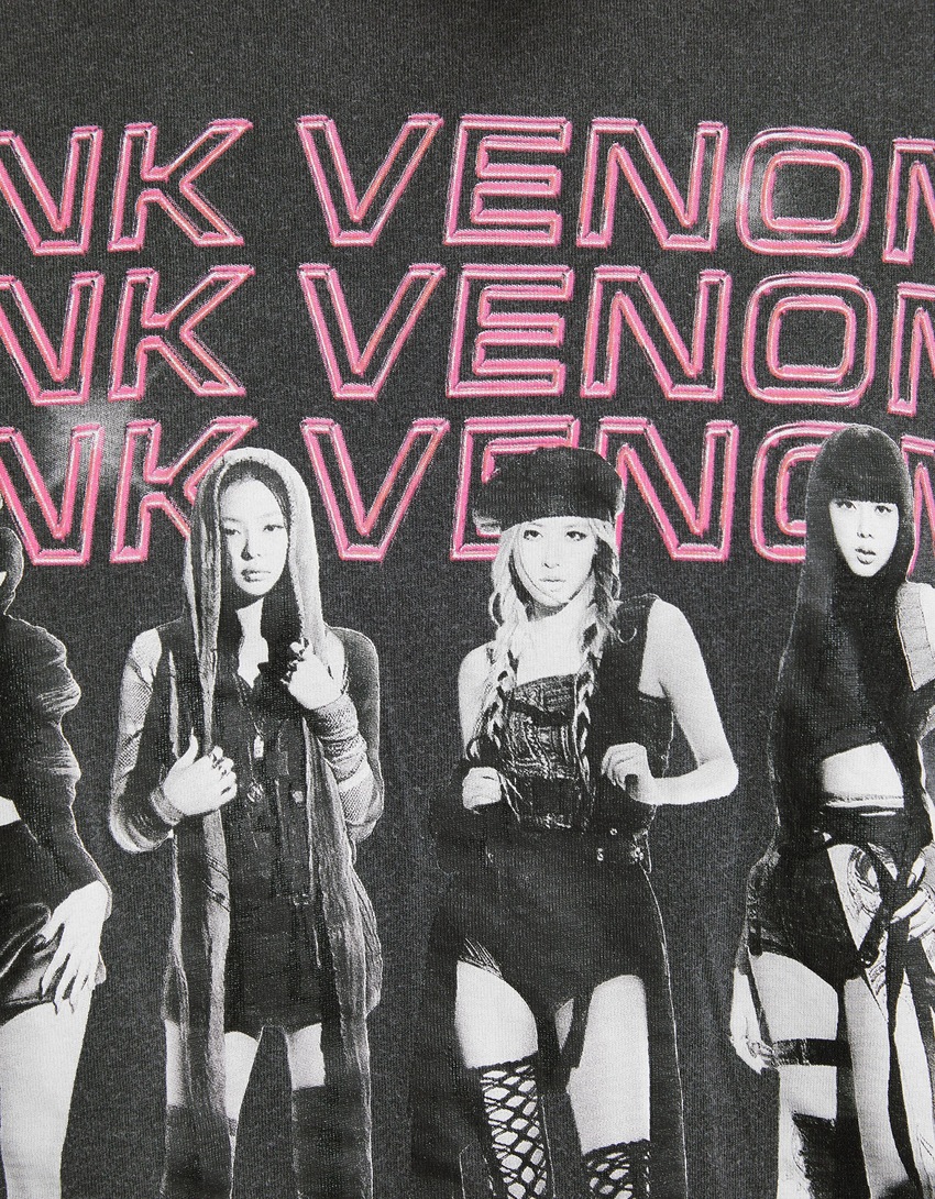 Camiseta de manga curta oversized com estampa Blackpink