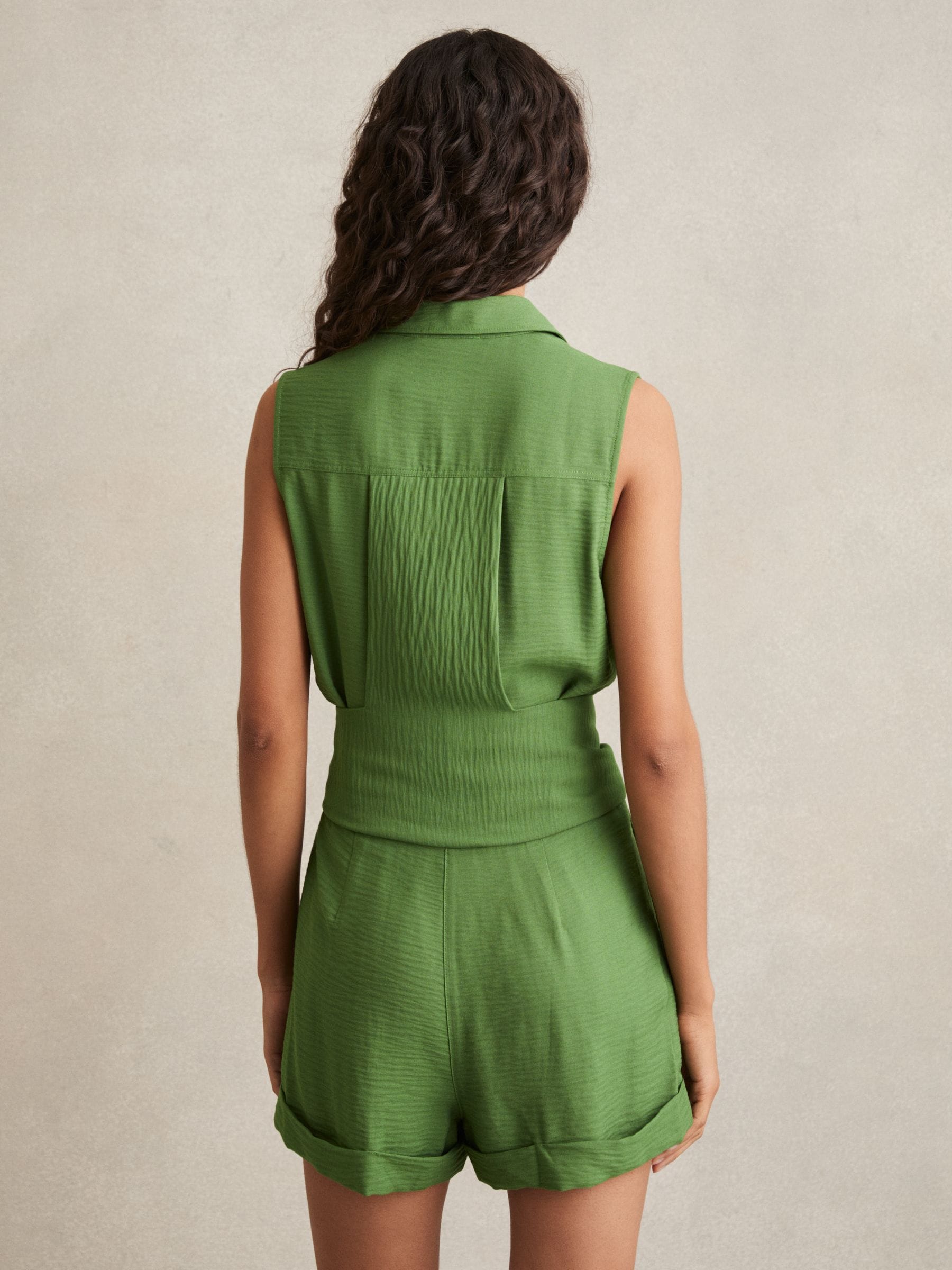 Groen - Reiss Millie strandcover-up speelpakje met ceintuur