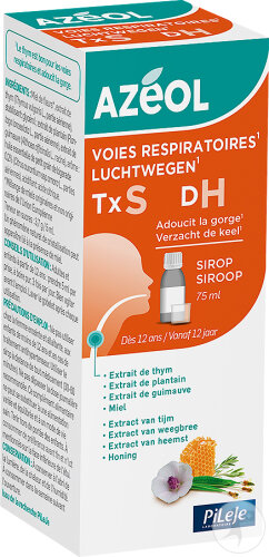 PileJe Azéol Voies Respiratoires Sirop TS Toux Sèche Arôme Naturel Flacon 75ml