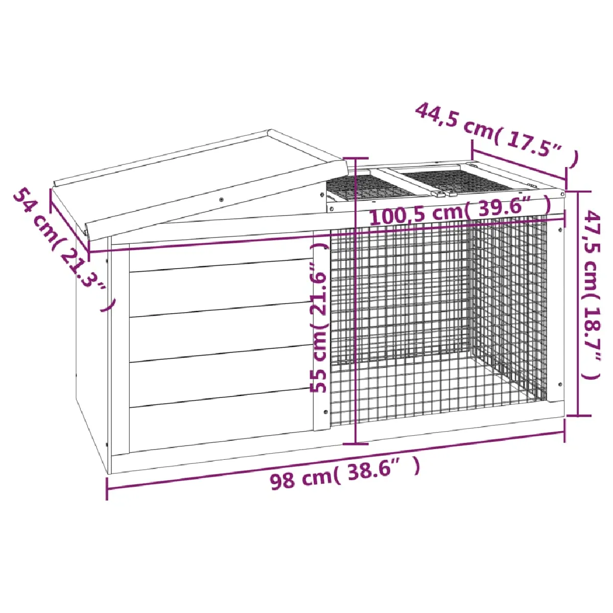 Clapier vidaXL 100,5x54x55 cm
