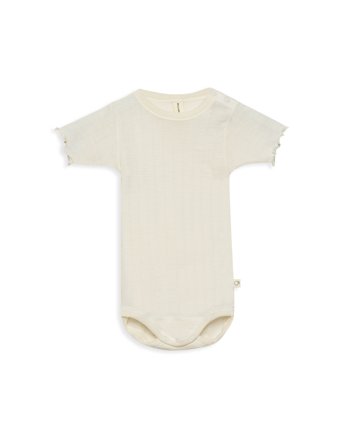 Pointelle romper met korte mouw van merinowol/zijde voor baby's