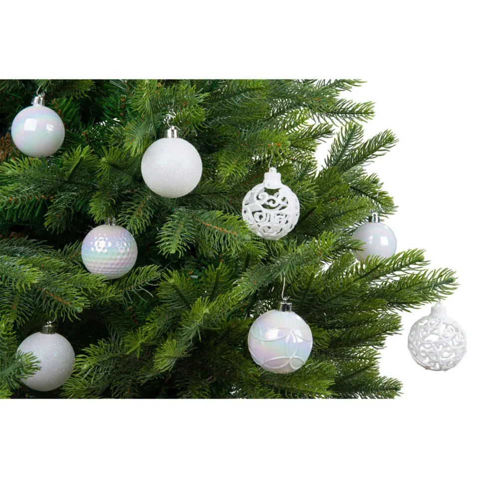Bellatio Decorations kerstballen -37x -parelmoer -6 cm -kunststof