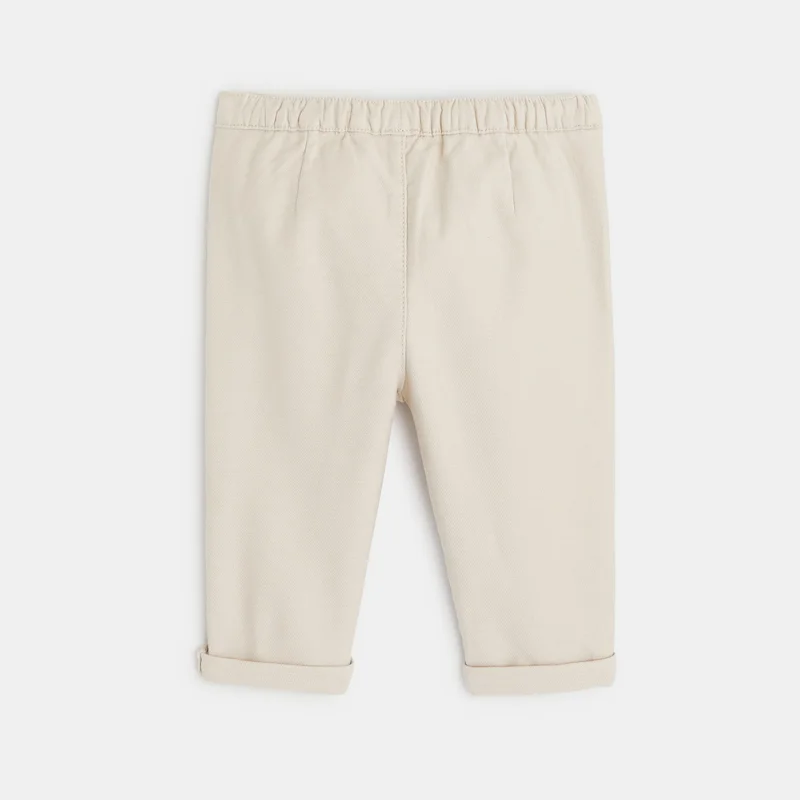 Pantalon coton fantaisie avec nœud beige bébé fille Beige