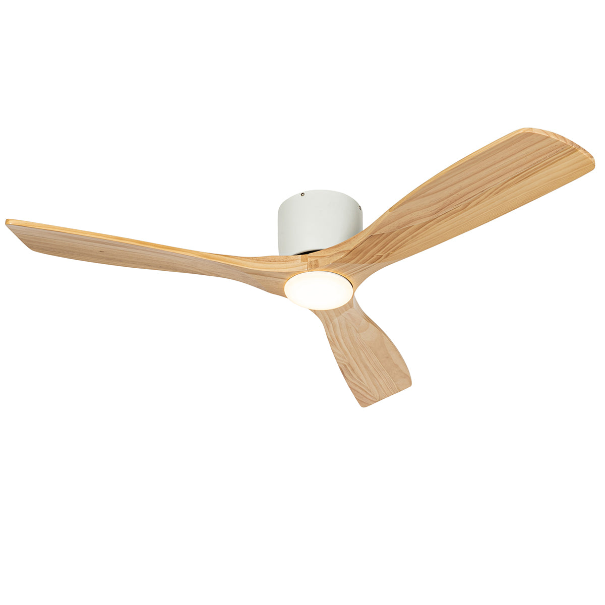 QAZQA Plafondventilator wit met hout 131.5cm incl. LED dimbaar met