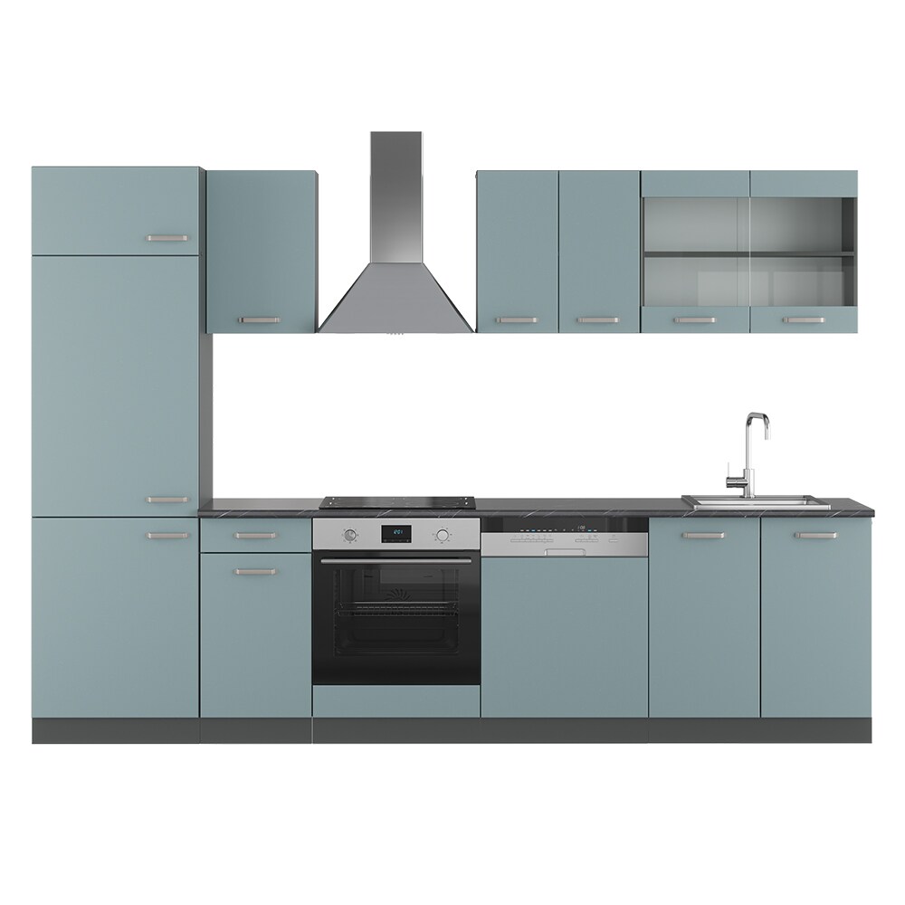 Vicco Küchenzeile R-Line Solid Anthrazit Blau Grau 300 cm modern Küchenschränke Küchenmöbel