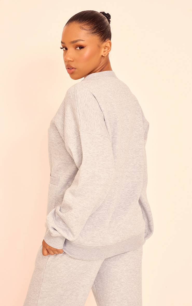Gris Chiné Cardigan En Molleton Avec Poches Et Boutonnage Devant