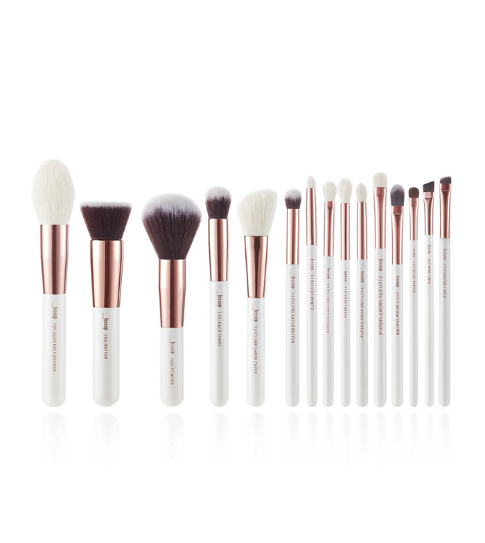 Jessup Beauty - Conjunto de pincéis de 15 peças - T220: White/Rose Gold