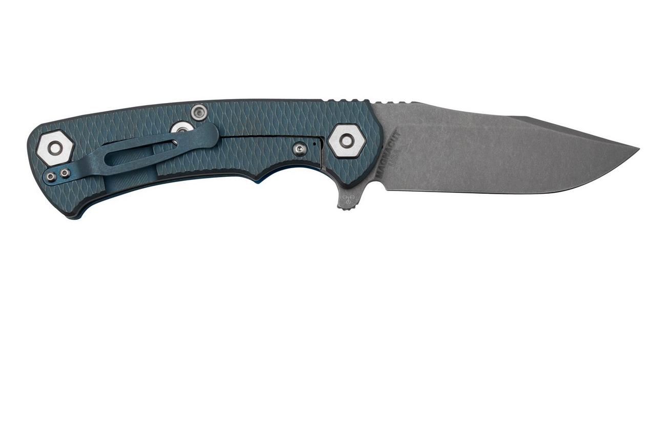 Rick Hinderer Project X, MagnaCut Clip point, Battle Blue, Blue G10 zakmes