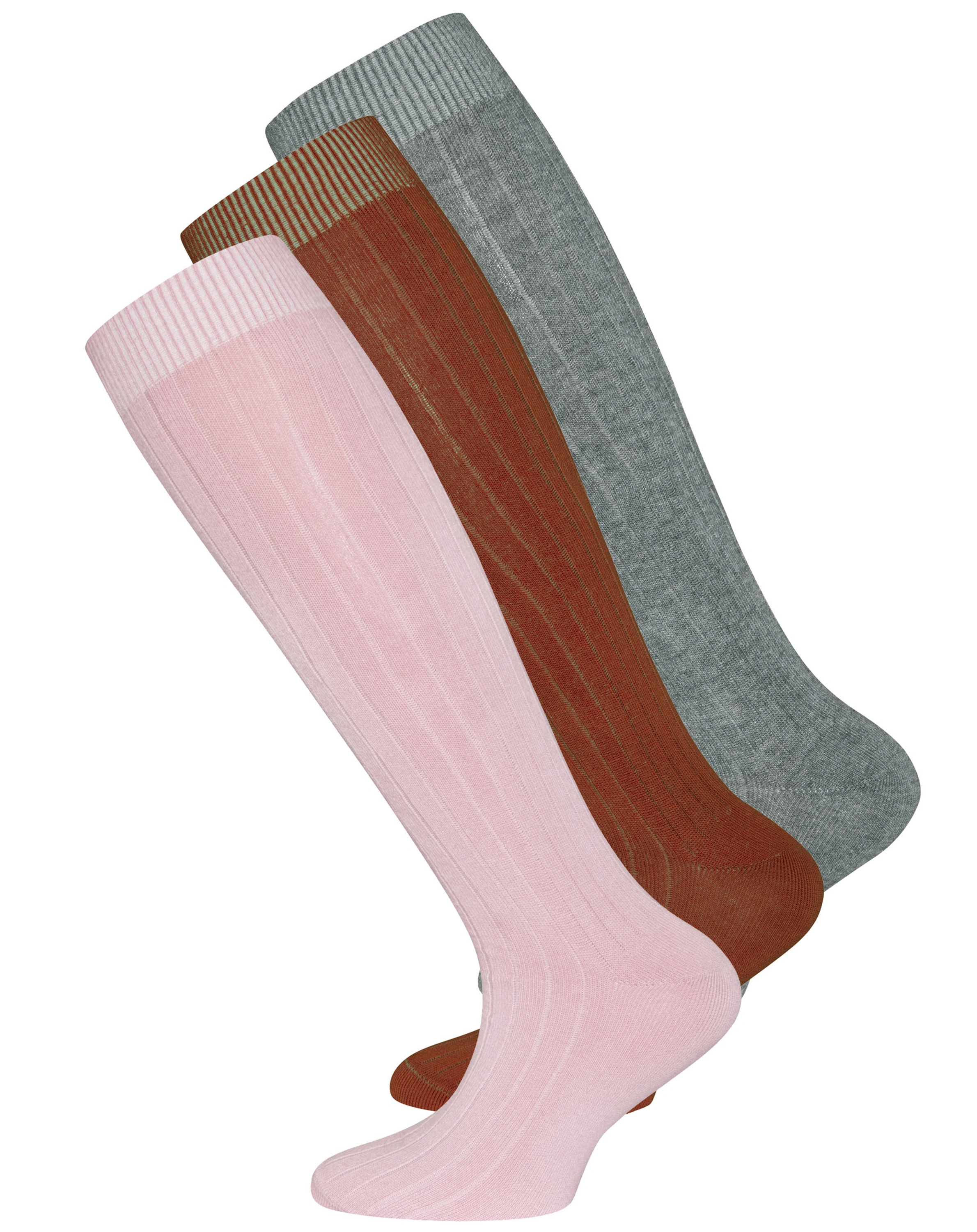 Kniestrumpf RIPPE MULTI 3er Pack in kupfer/wildrose/grau