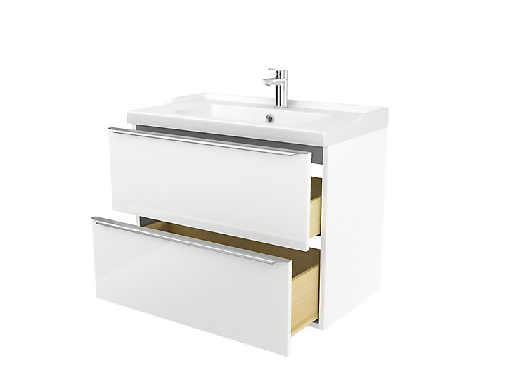 Meuble sous vasque à suspendre GoodHome Imandra blanc 80 cm + plan vasque Lana