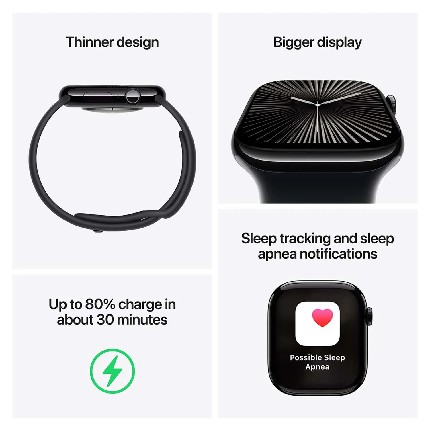 Apple Watch Series 10 GPS 46mm Jet Black Aluminium Sport Band S/M MWWP3