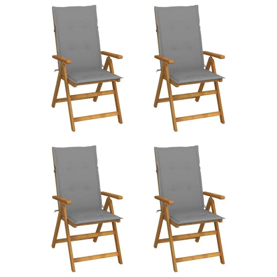 vidaXL - Verstelbare tuinstoelen - Grijs - Acaciahout - 4 stuks - 120x50x3 cm