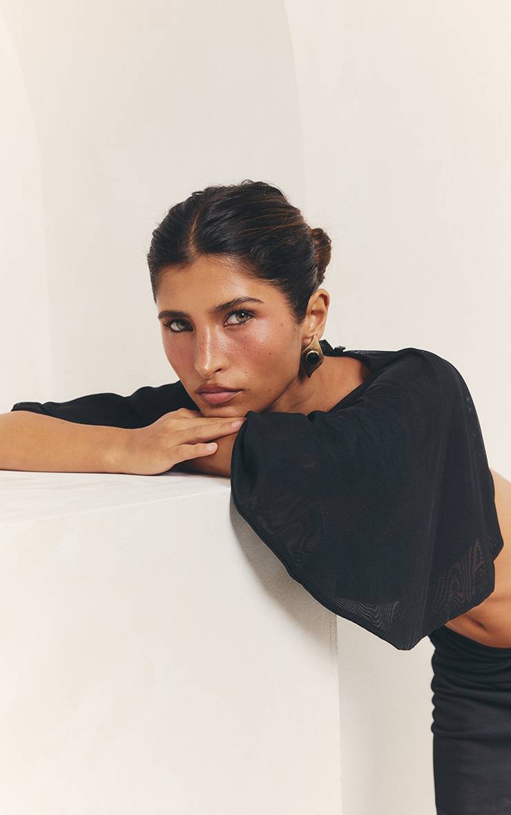 Noir Ensemble Haut Cape Dos Nu En Mesh