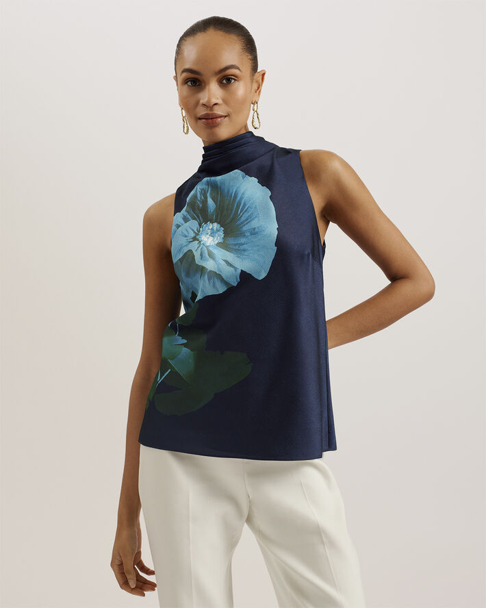 Ted Baker SETSUKO Cowl Neck Sleeveless Top Navy